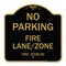 Signmission Princeton New Jersey No Parking Fire Lane Zone, Black & Gold Aluminum Sign, 18" x 18", BG-1818-23273 A-DES-BG-1818-23273 - alternate 1